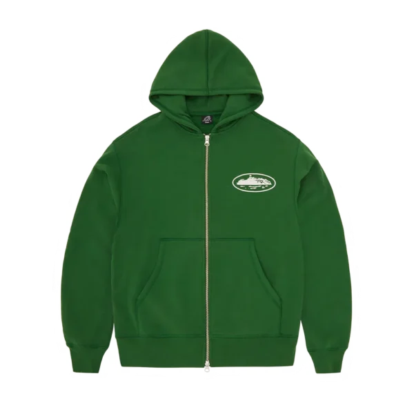 Felpa con zip Corteiz Puff Print Island [VERDE]