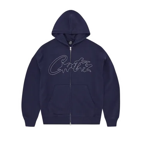 Felpa con zip Corteiz Thick Stitch Allstarz [BLU NAVY]