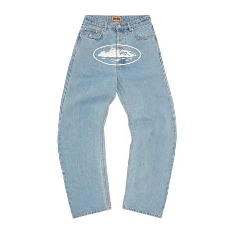 Jeans larghi Corteiz Alcatraz blu lavato