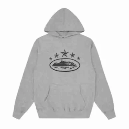 Felpa con cappuccio Corteiz 5 Starz Alcatraz Grigia