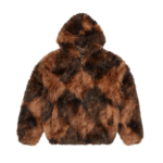 Corteiz Giacca con Cappuccio in Pelliccia Diamante Marrone