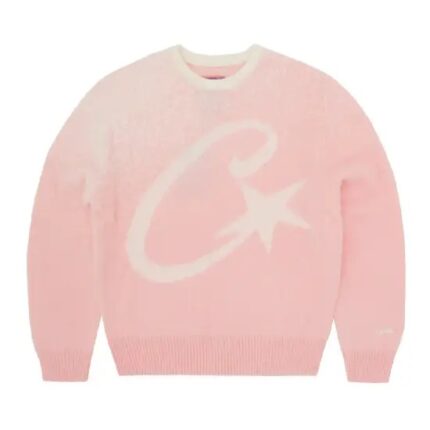 Felpa in maglia mohair rosa Corteiz C Star Gradient