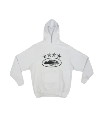 Felpa con cappuccio Corteiz 4Starz Alcatraz Bianca